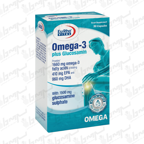 کپسول نرم ژلاتینی امگا 3 پلاس گلوکز آمین یوروویتال | 30 عدد کپسول نرم ژلاتینی امگا 3 پلاس گلوکز آمین یوروویتال | 30 عدد